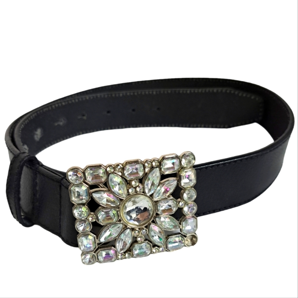 Guess Black Belt with Silver Embellished Buckle